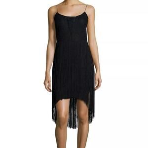 Aidan Mattox Sleeveless Mini Dress High Low Fringe Cocktail Flapper Art Deco 6